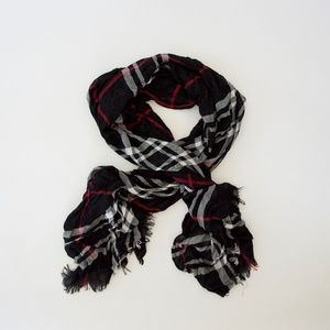 Lightweight Plaid Black, Red & White Scarf